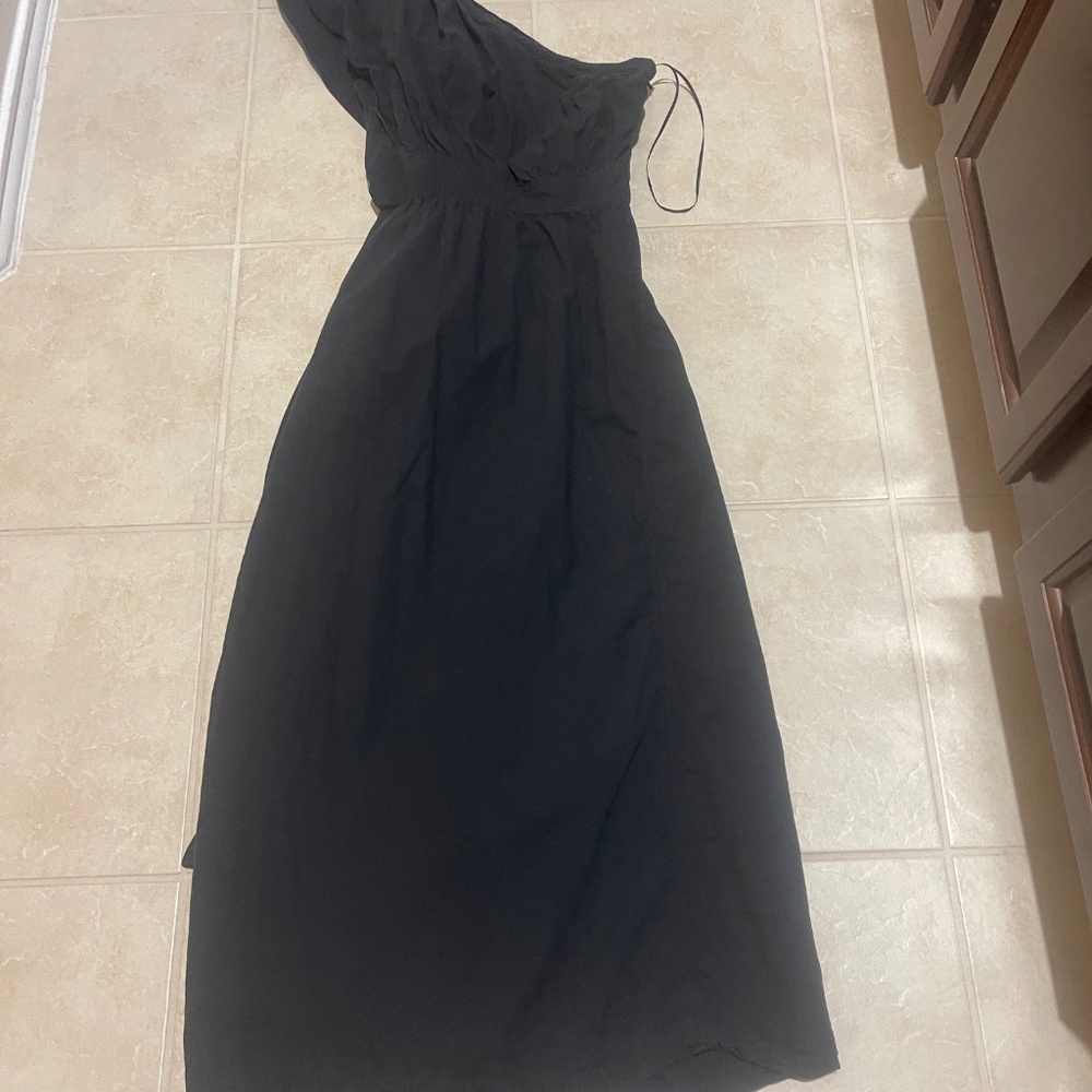 Madewell One-Shoulder Ruffled Midi Dress – True Black, Size 2 Casual & Cocktail - Picture 13 of 15
